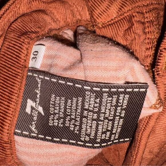 7 for All Mankind Corduroy Pants Rust Orange Slightly Worn Comfortble Size 30 - Picture 4 of 5